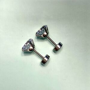 Cubic Zirconia Barbell flatback earrings